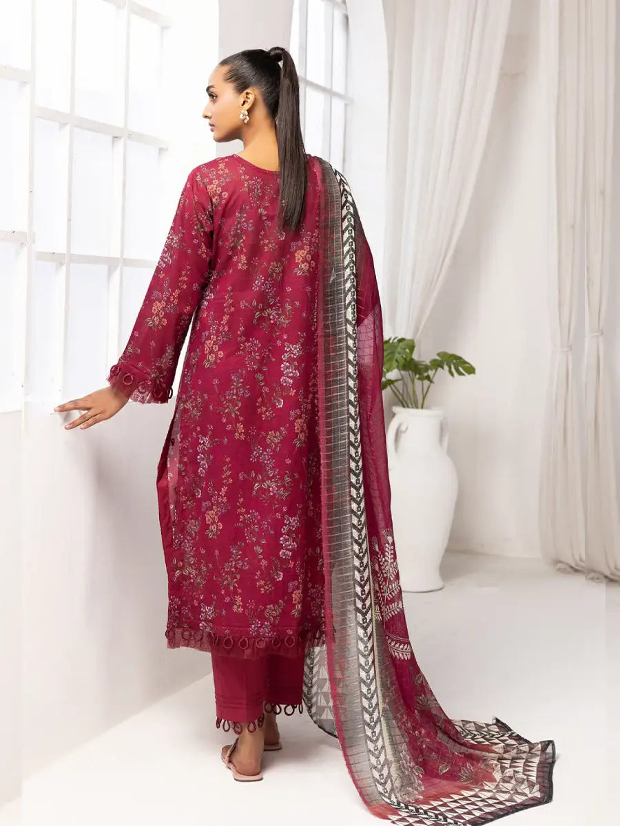 Printkari By Nur Embroidered Printed Lawn Unstitched 3pcs