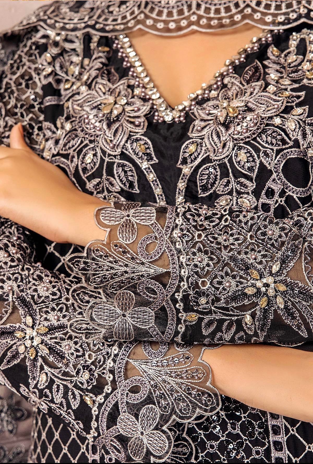 Ranak-E-Mehal Embroidered Chiffon Semi-Stitched 3pcs