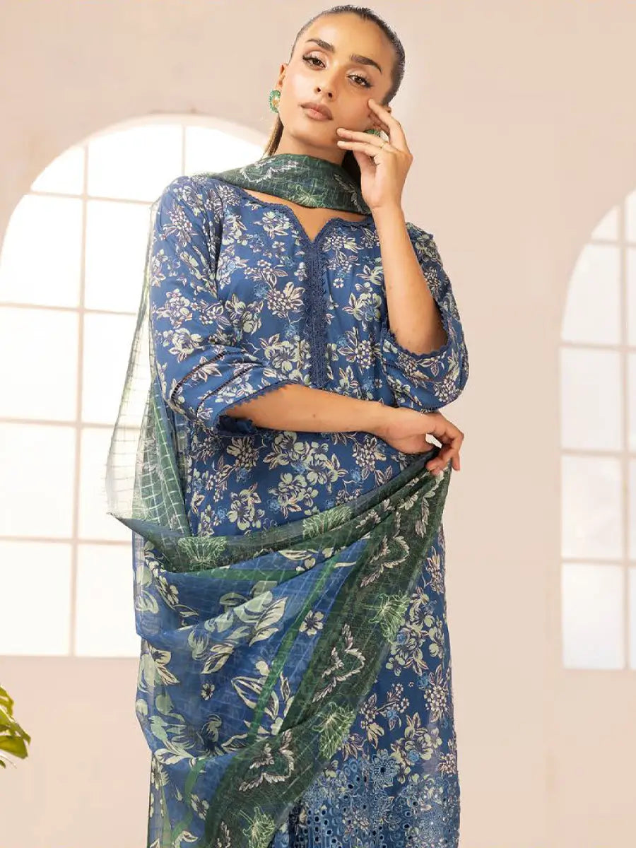Printkari By Nur Embroidered Printed Lawn Unstitched 3pcs