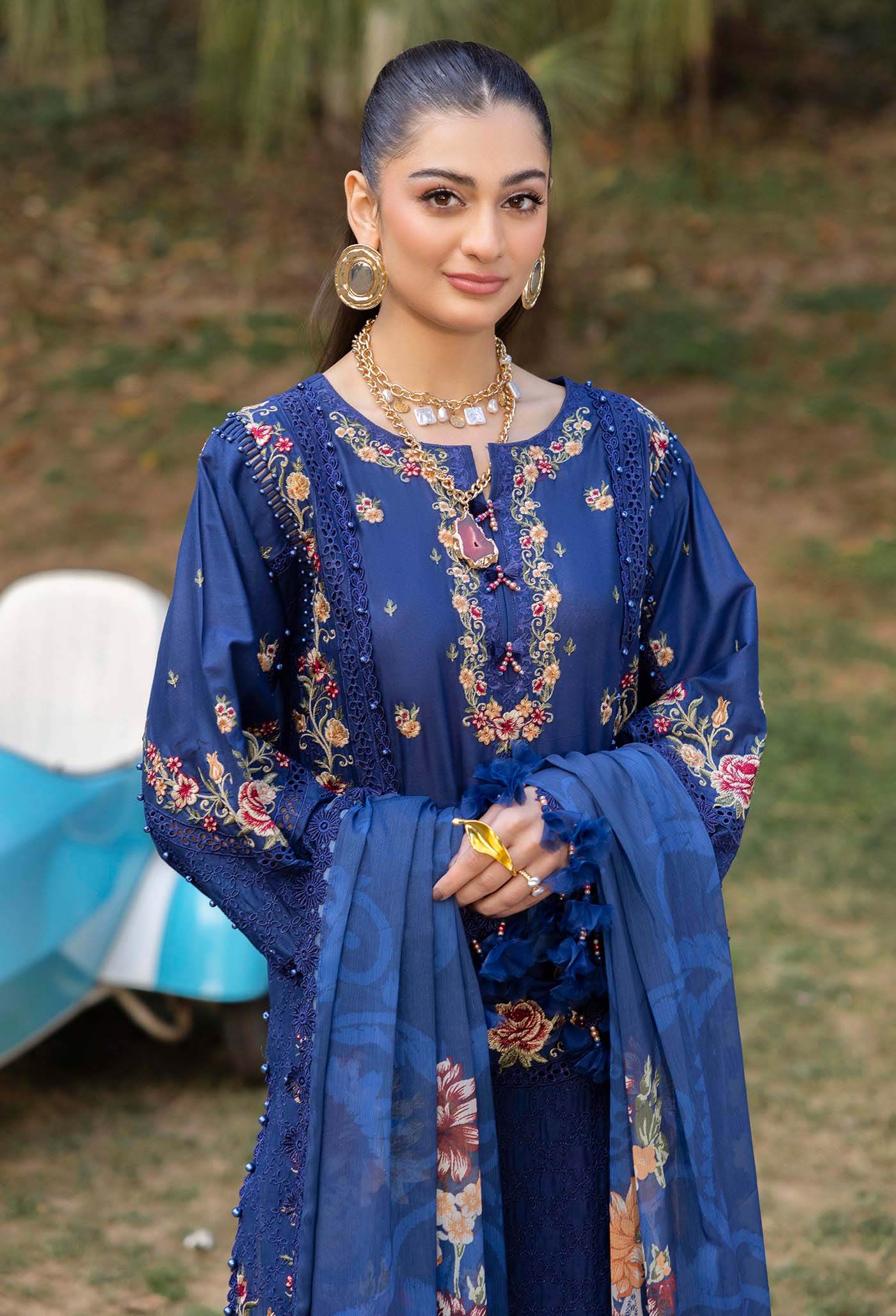 Adans Libas Gull Rukh Unstitched Lawn 3 Piece - Jotey