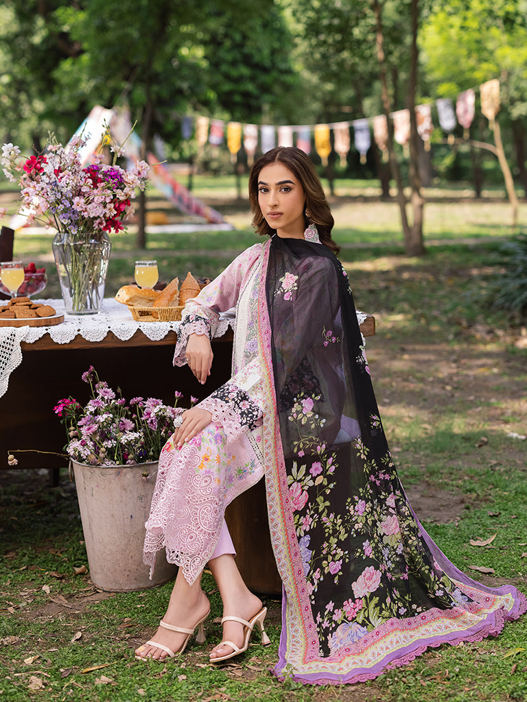 RAJBARI Printkari Sehiffli Exclusive Embroidered Unstitched 3pcs