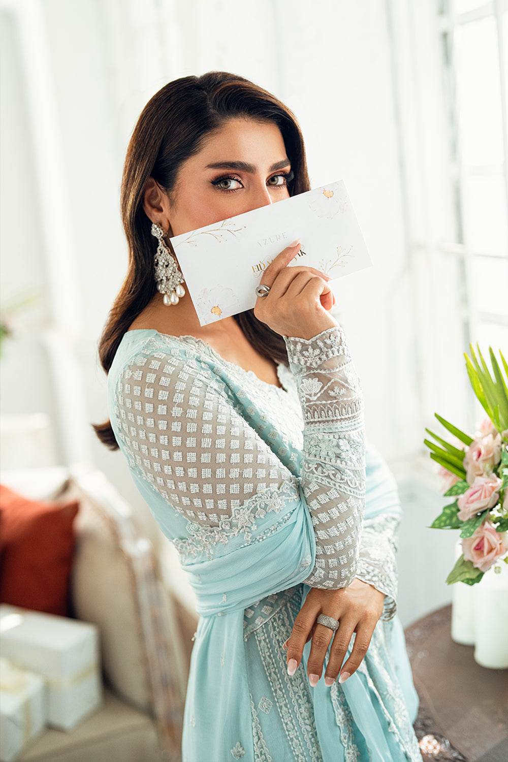 Azure Luxe'25 Embroidered Chiffon Unstitched 3pcs - Jotey
