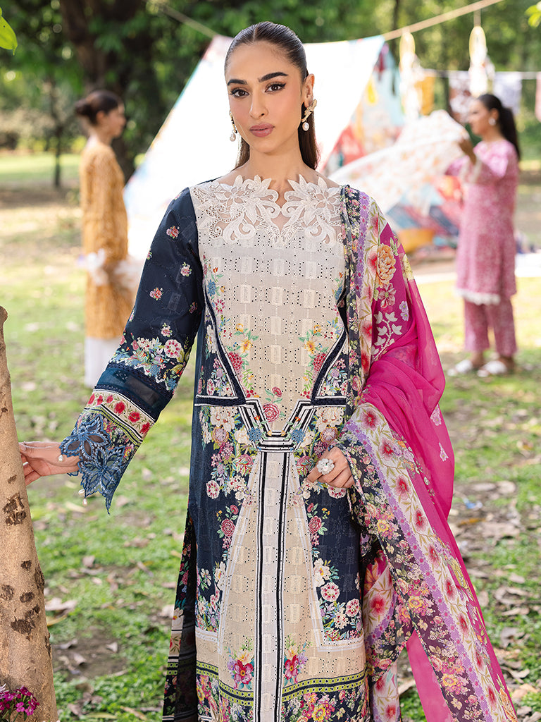 RAJBARI Printkari Sehiffli Exclusive Embroidered Unstitched 3pcs