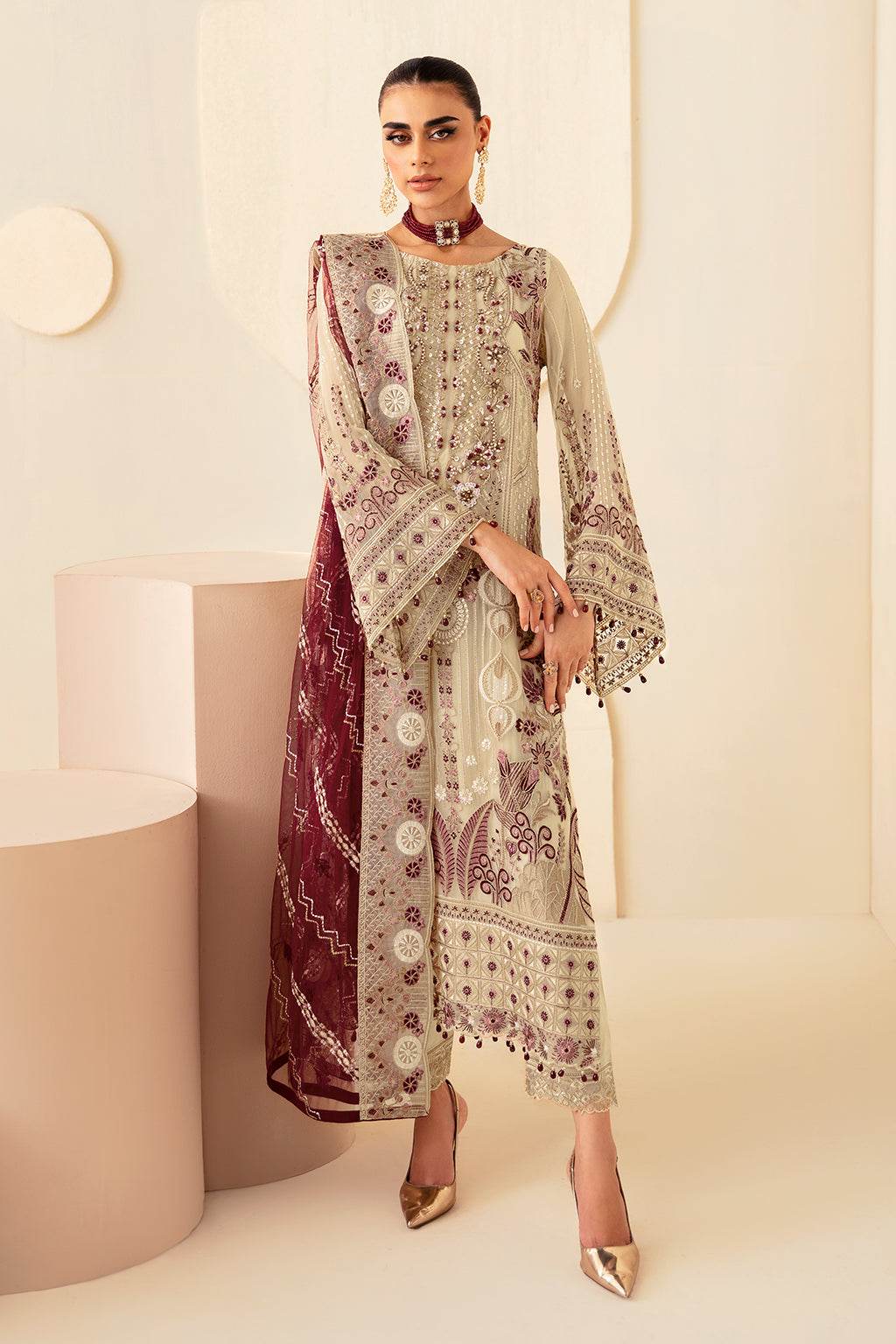 Ramsha Dastoor Chiffon Vol-01 Unstitched 3pcs - Jotey