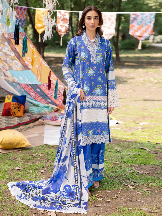 RAJBARI Printkari Sehiffli Exclusive Embroidered Unstitched 3pcs