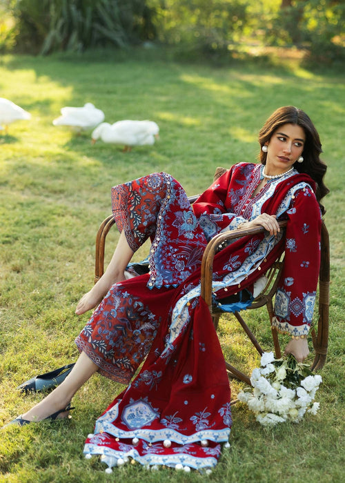 Siraa By Sadaf Fawad Khan Luxury Embroidered Lawn'25 Unstitched 3pcs