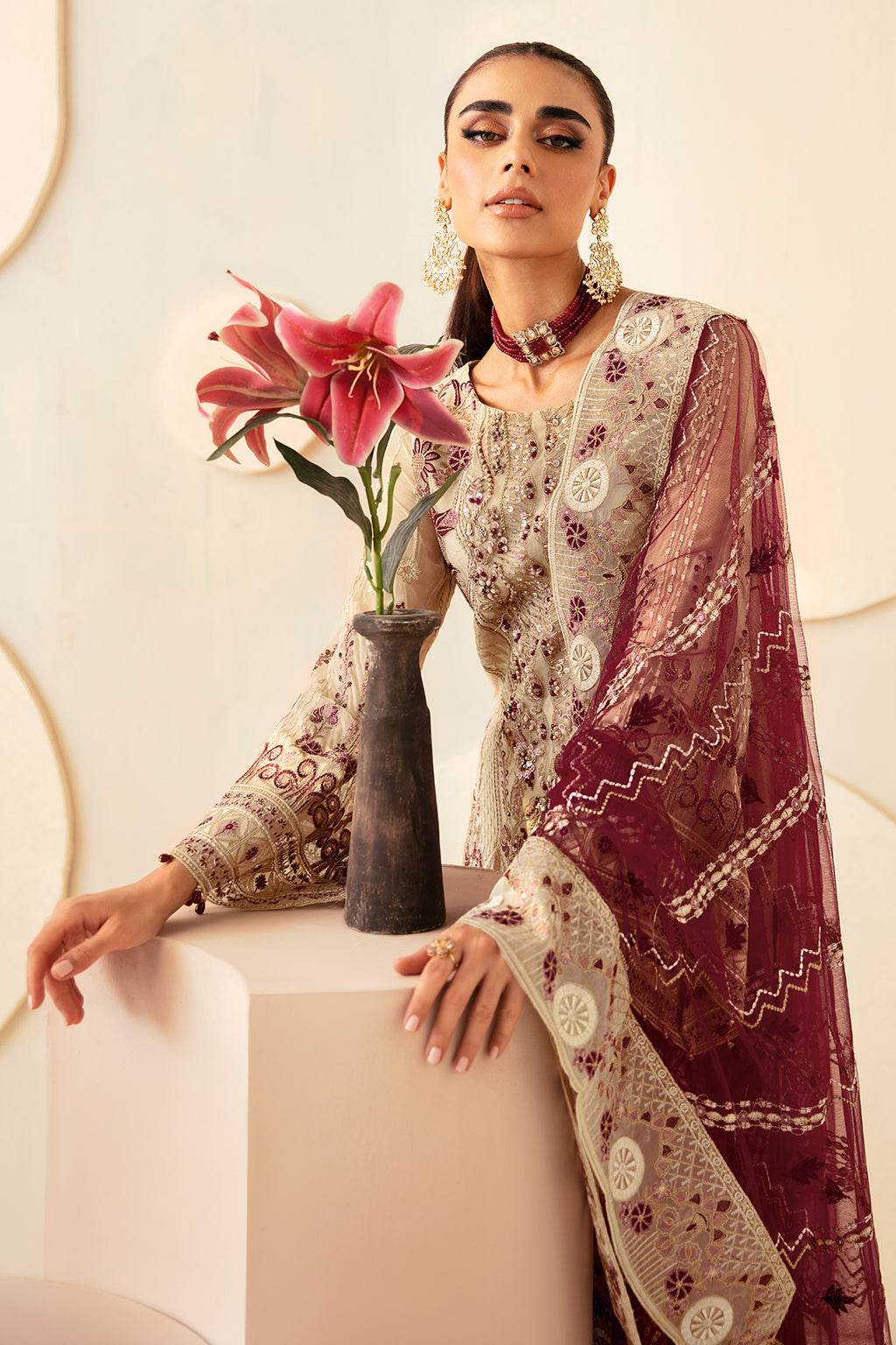Ramsha Dastoor Chiffon Vol-01 Unstitched 3pcs - Jotey