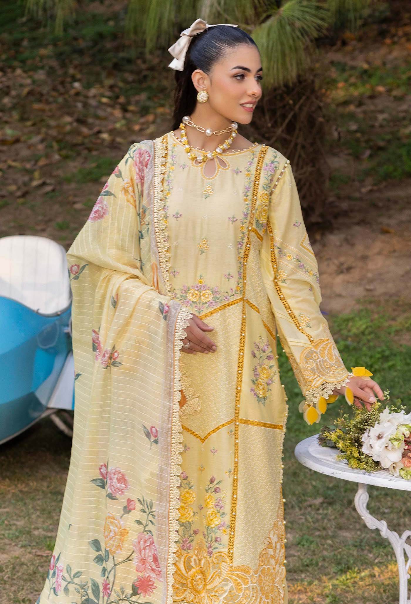 Adans Libas Gull Rukh Unstitched Lawn 3 Piece - Jotey