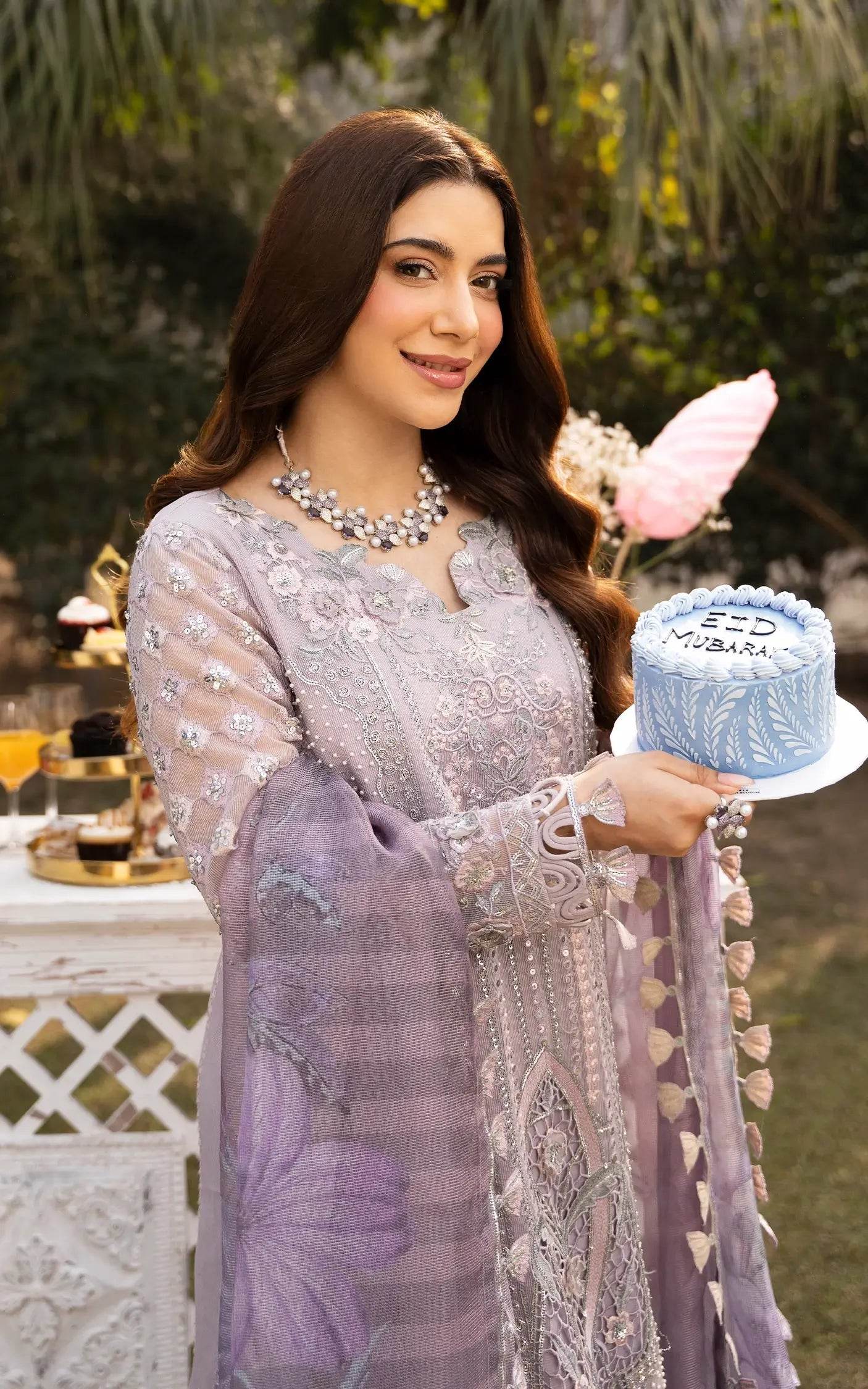 Eid Festive By Asifa And Nabeel Vol-01 Embroidered Zari Net Unstitched 3pcs - Jotey