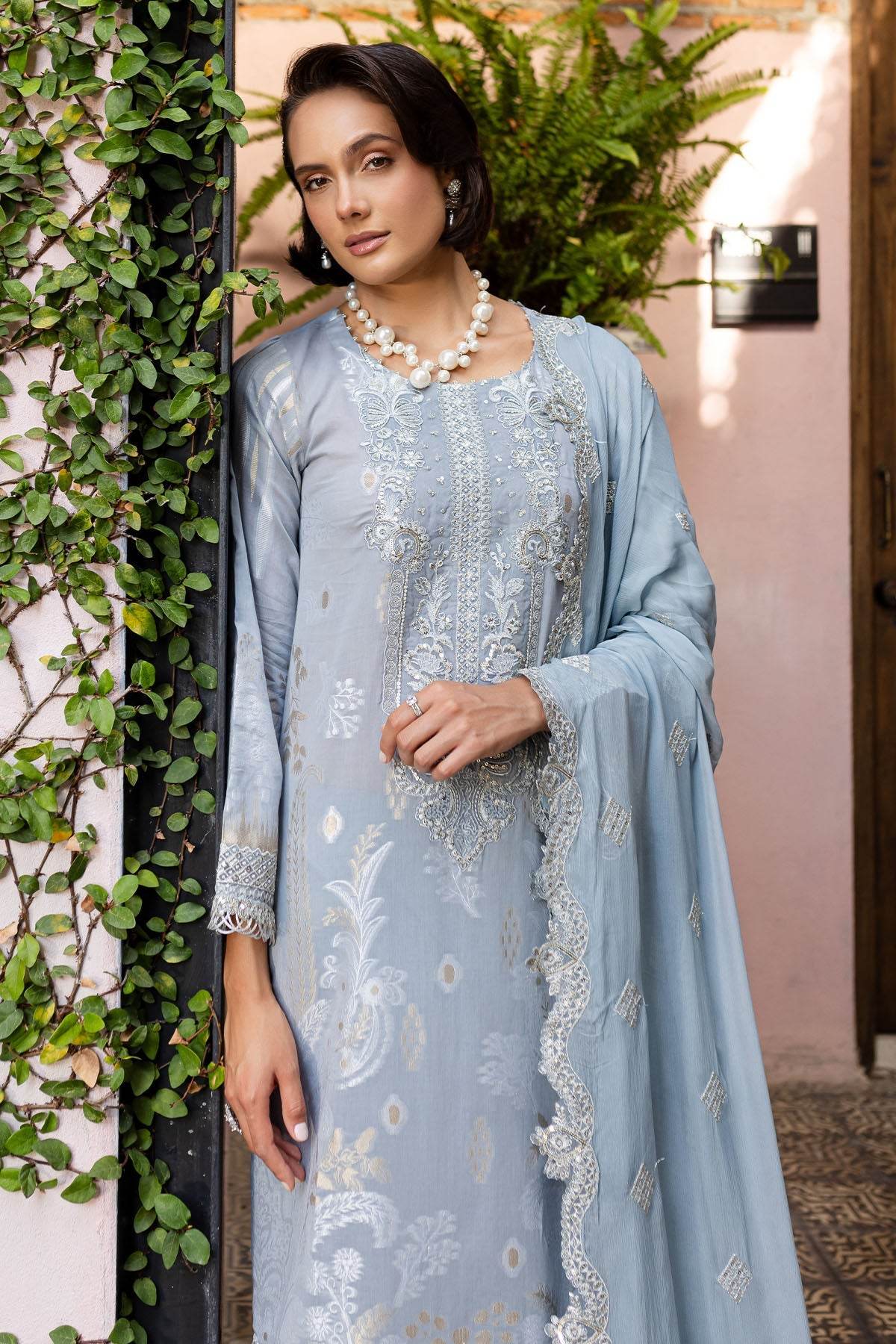 Nureh Exclusive Jacquard Unstitched Lawn 3pcs - Jotey