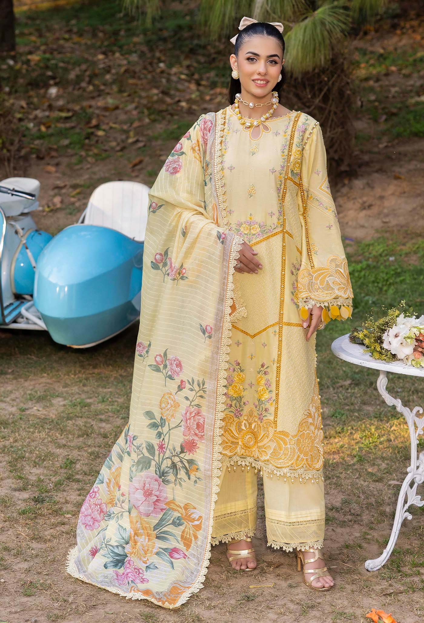 Adans Libas Gull Rukh Unstitched Lawn 3 Piece - Jotey