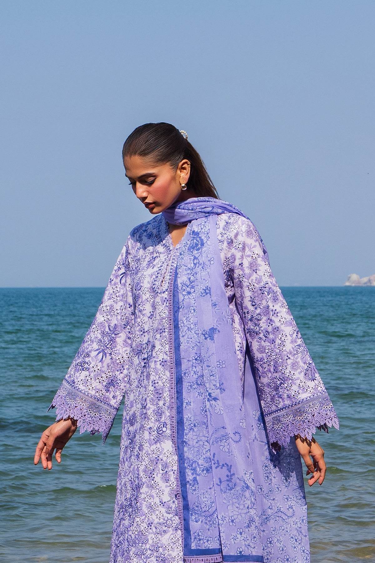 AFROZEH Endless Summer'25 Embroidered Printed Lawn 3pcs - Jotey