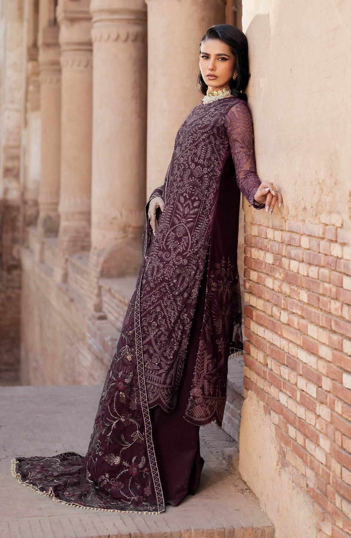 Shehnai By Zarif Embroidered Luxury Wedding Unstitched 3pcs - Jotey