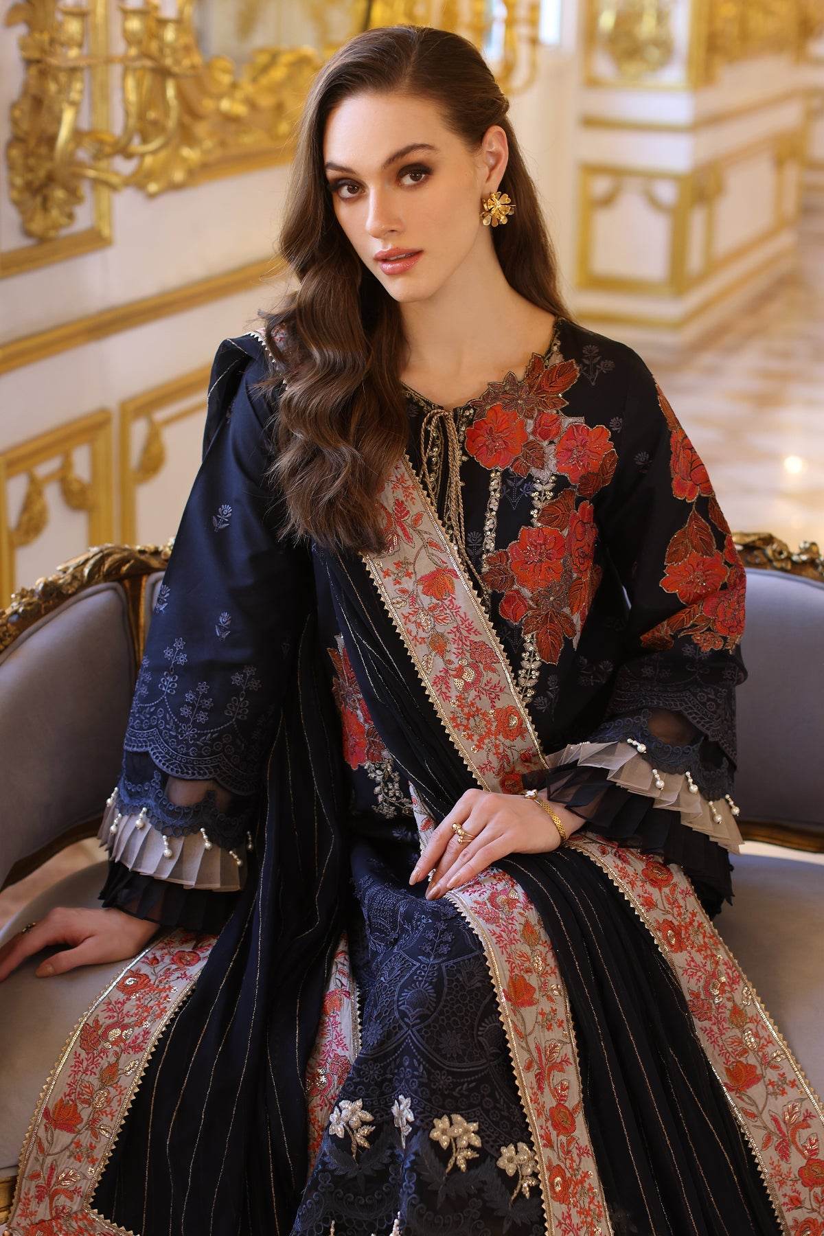 Tabeer By Charizma Embroidered Premium Chiffli Lawn Eid Edition Unstitched 3pcs - Jotey