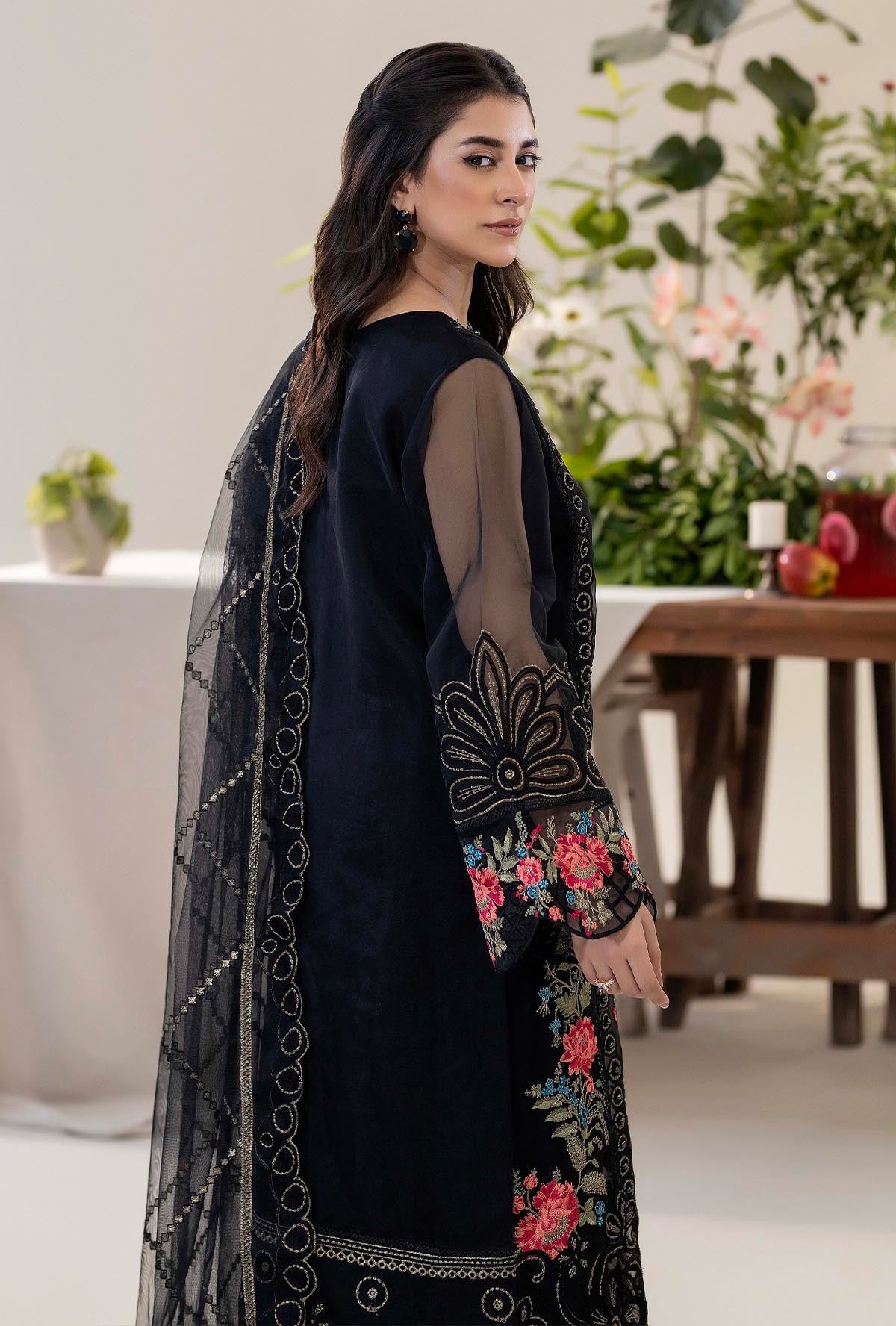 Raahi By ZA Clothes Embroidered Semi-Stitched Organza 3pcs