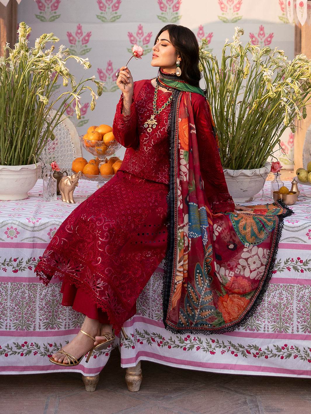 Husn Jahan By Mahnur Embroidered Luxury Lawn Unstitched 3pcs - Jotey