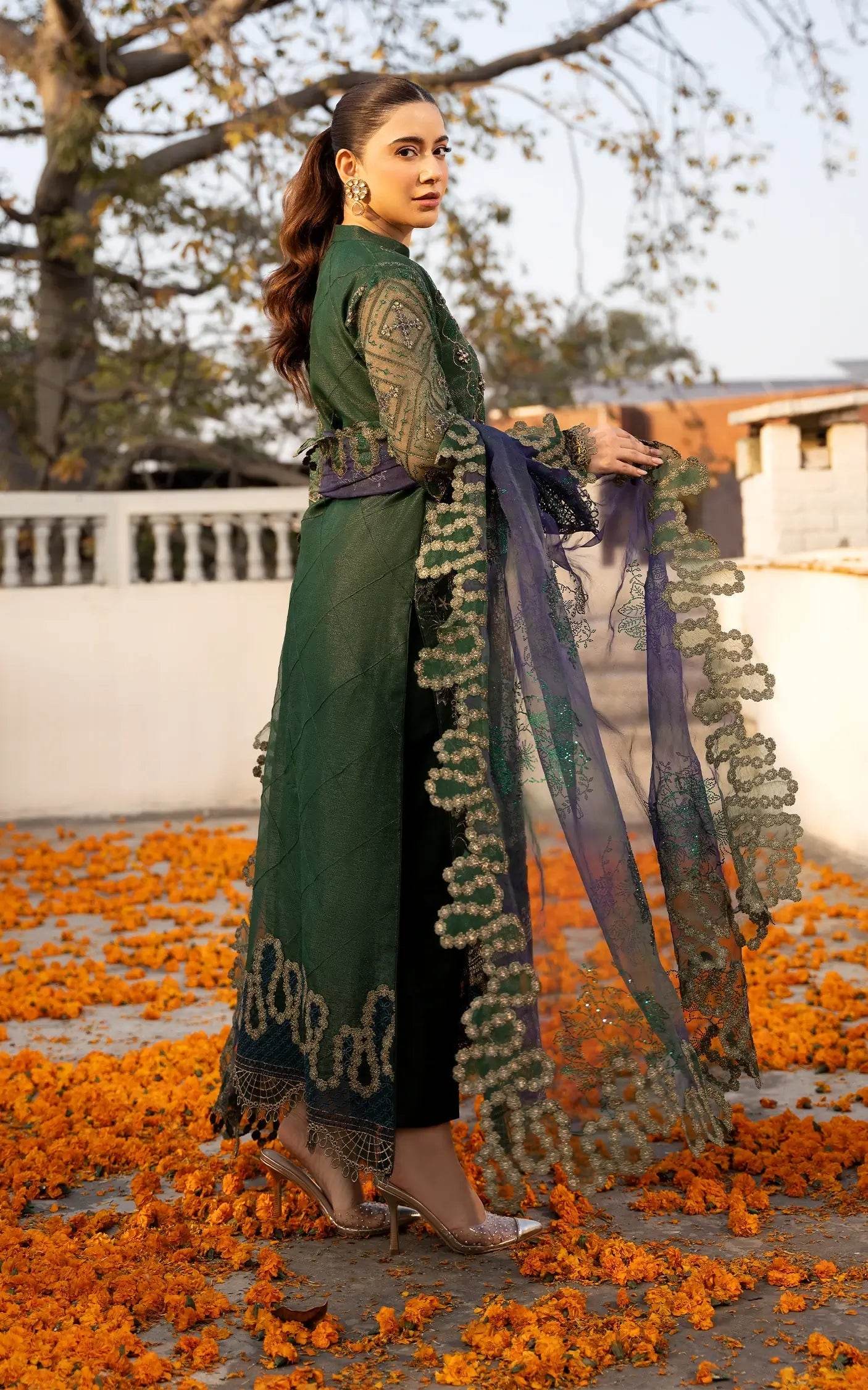 Eid Festive By Asifa And Nabeel Vol-01 Embroidered Zari Net Unstitched 3pcs - Jotey