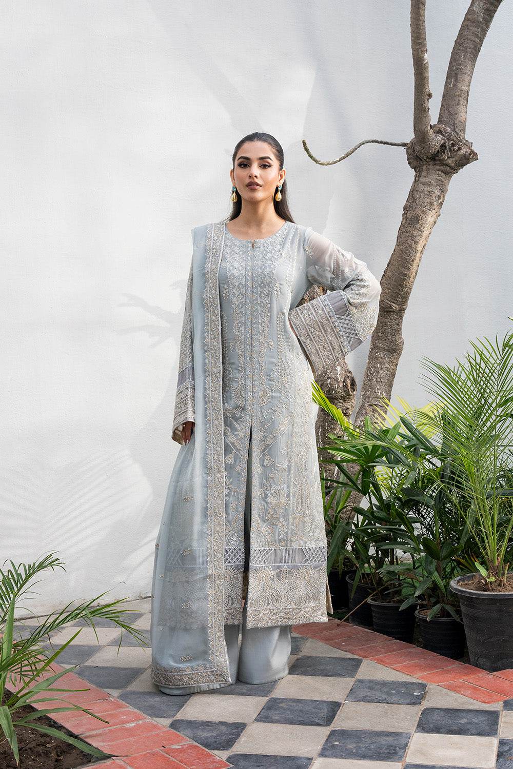 Tarz by Freesia Embroirdered Chiffon Unstitched 3 Piece - Jotey