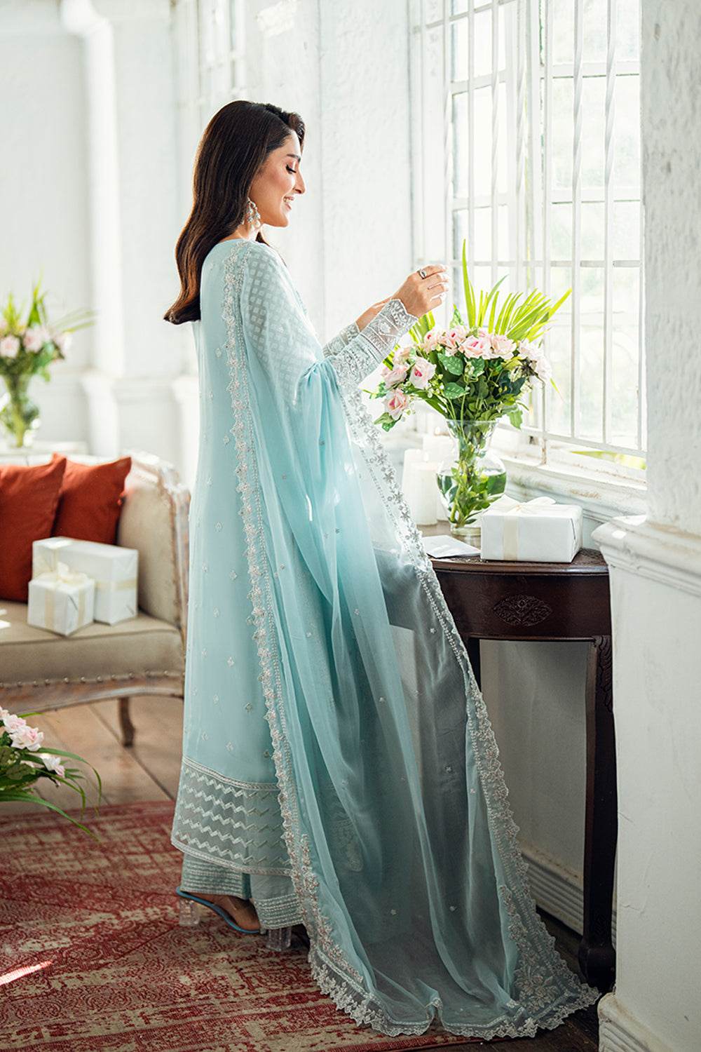 Azure Luxe'25 Embroidered Chiffon Unstitched 3pcs - Jotey