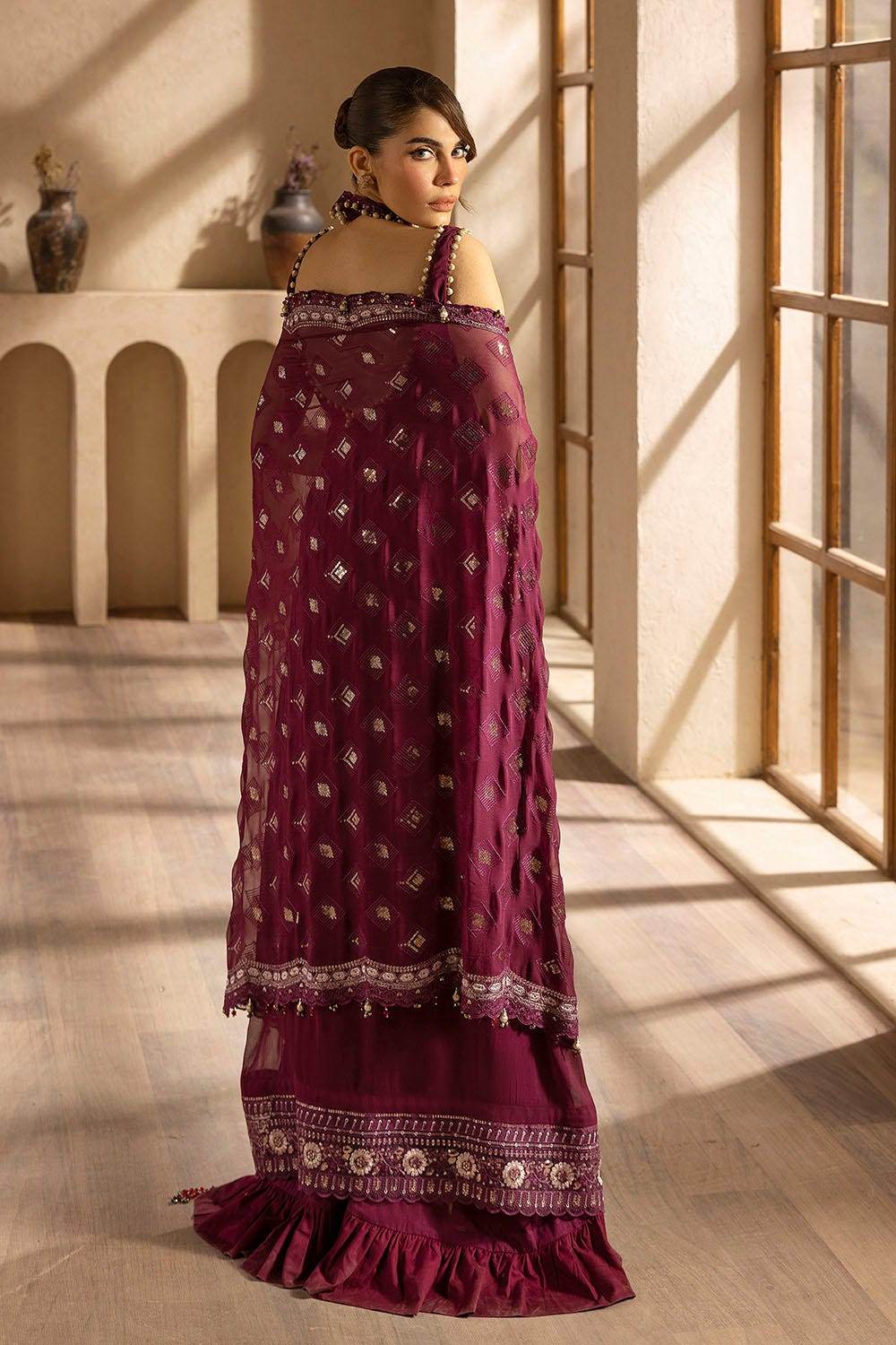 Gul Ahmed Embroidered Chiffon Unstitched 3pcs - Jotey