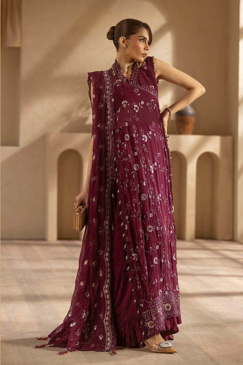 Gul Ahmed Embroidered Chiffon Unstitched 3pcs - Jotey