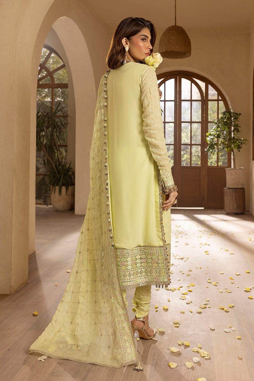 Gul Ahmed Embroidered Chiffon Unstitched 3pcs - Jotey