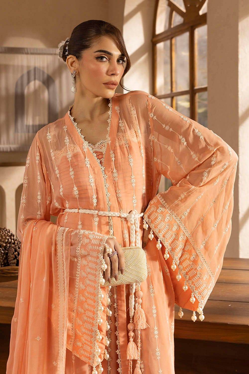 Gul Ahmed Embroidered Chiffon Unstitched 3pcs - Jotey