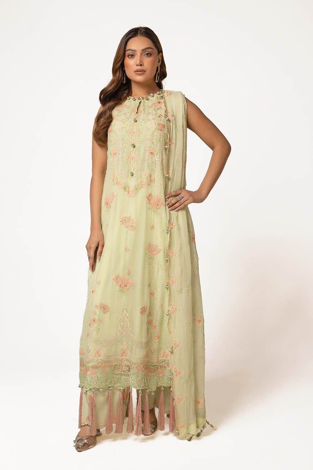 Gul Ahmed Embroidered Chiffon Unstitched 3pcs - Jotey