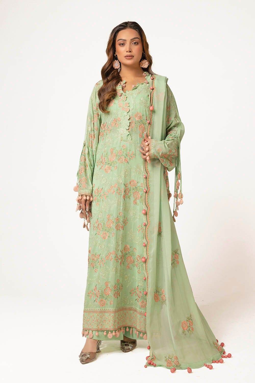 Gul Ahmed Embroidered Swiss Voil Unstitched 3pcs - Jotey
