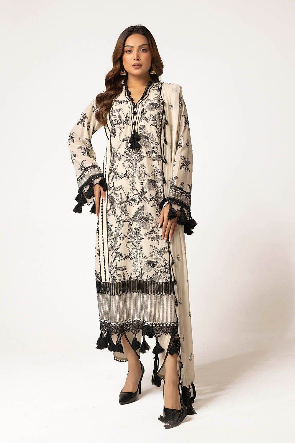 Gul Ahmed Embroidered Swiss Voil Unstitched 3pcs - Jotey