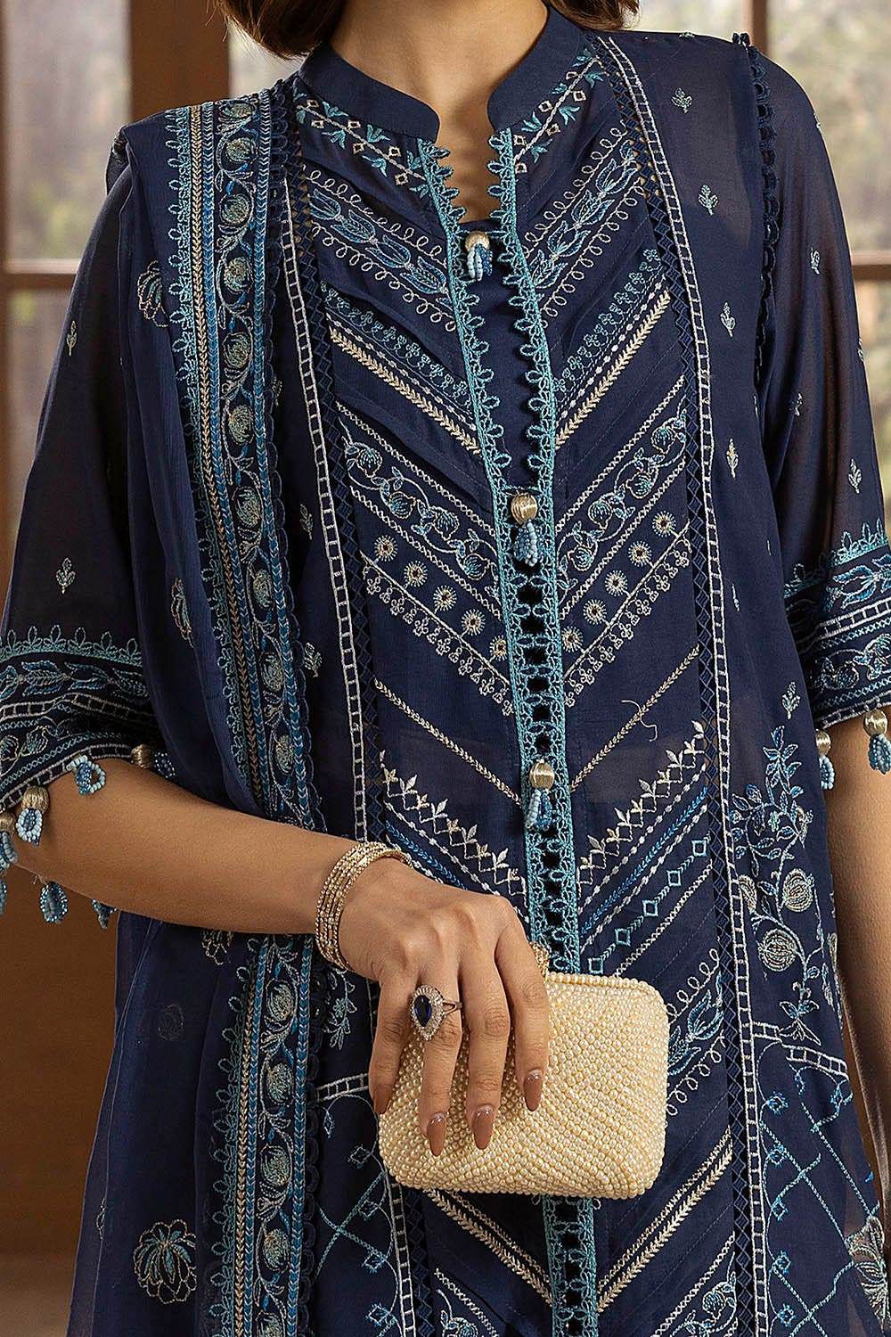 Gul Ahmed Embroidered Swiss Voil Unstitched 3pcs - Jotey