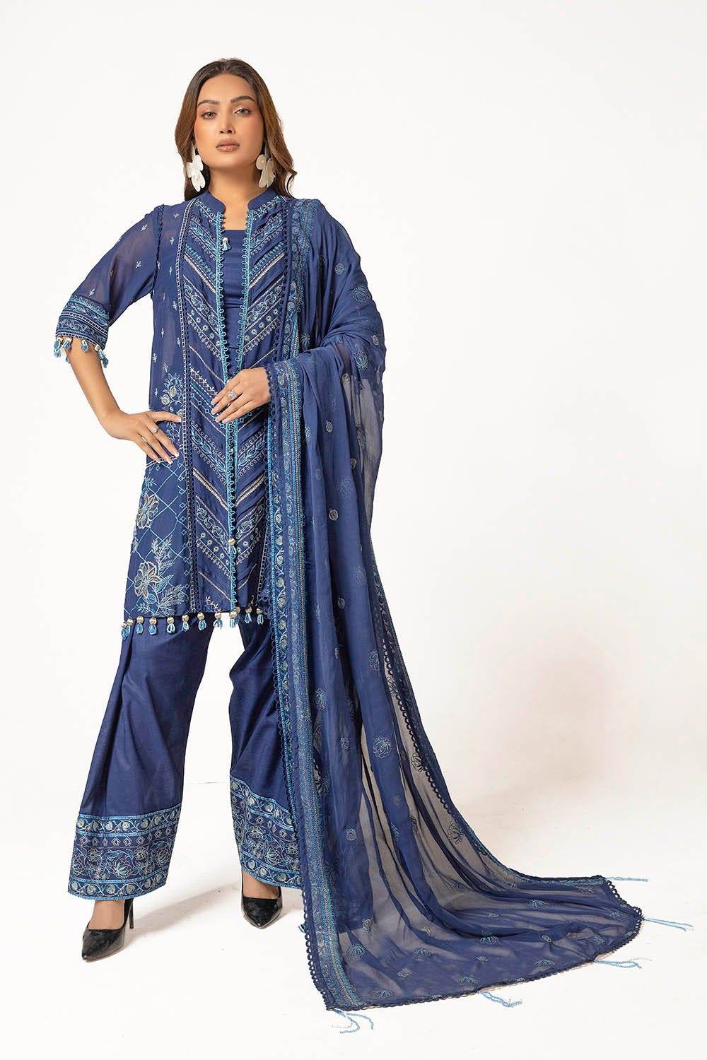 Gul Ahmed Embroidered Swiss Voil Unstitched 3pcs - Jotey