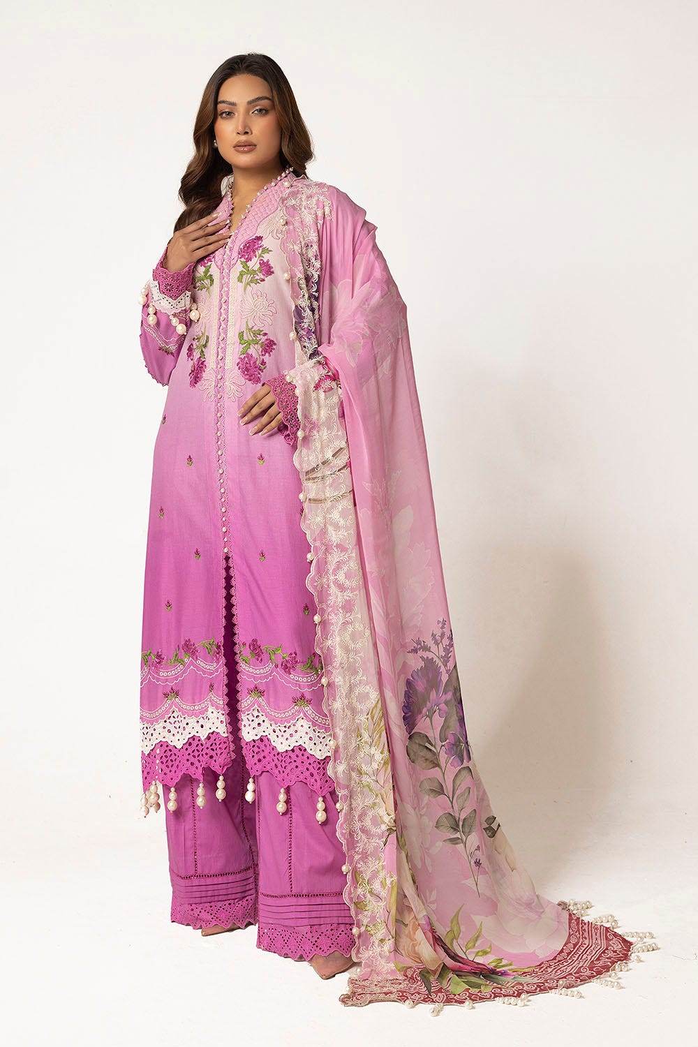 Gul Ahmed Embroidered Lawn Unstitched 3pcs - Jotey