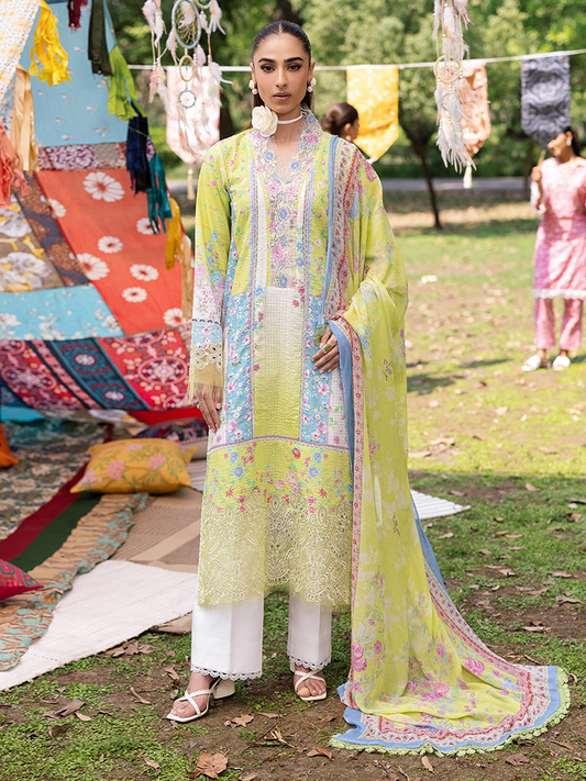 RAJBARI Printkari Sehiffli Exclusive Embroidered Unstitched 3pcs