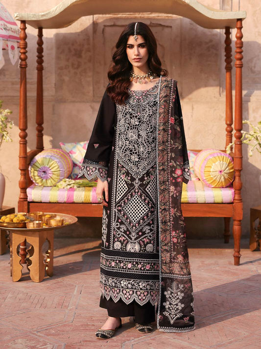 Husn Jahan By Mahnur Embroidered Luxury Lawn Unstitched 3pcs - Jotey