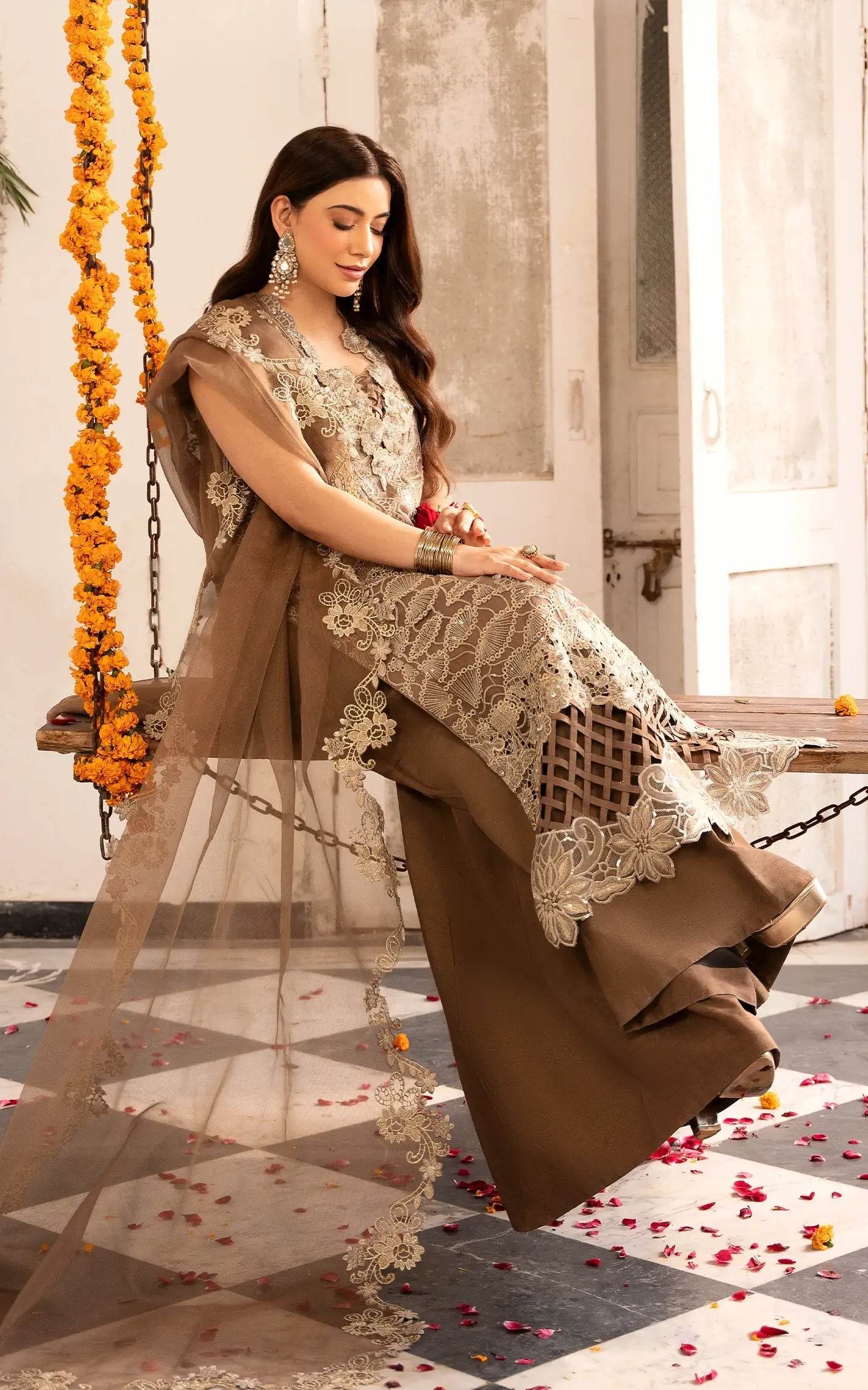 Eid Festive By Asifa And Nabeel Vol-01 Embroidered Zari Net Unstitched 3pcs - Jotey
