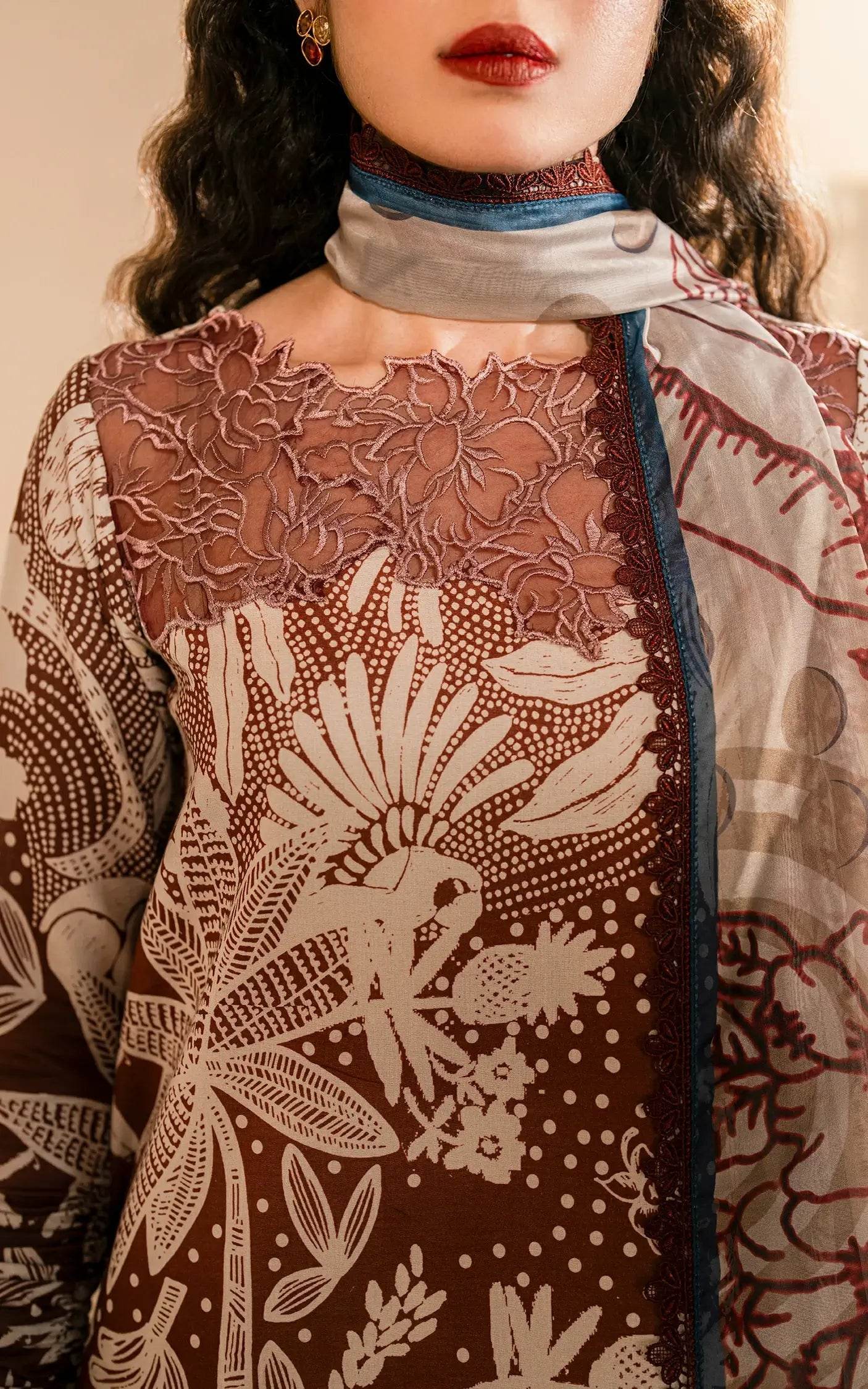 Meraki By Asifa And Nabeel Vol-01 Embroidered Lawn Unstitched 3pcs - Jotey