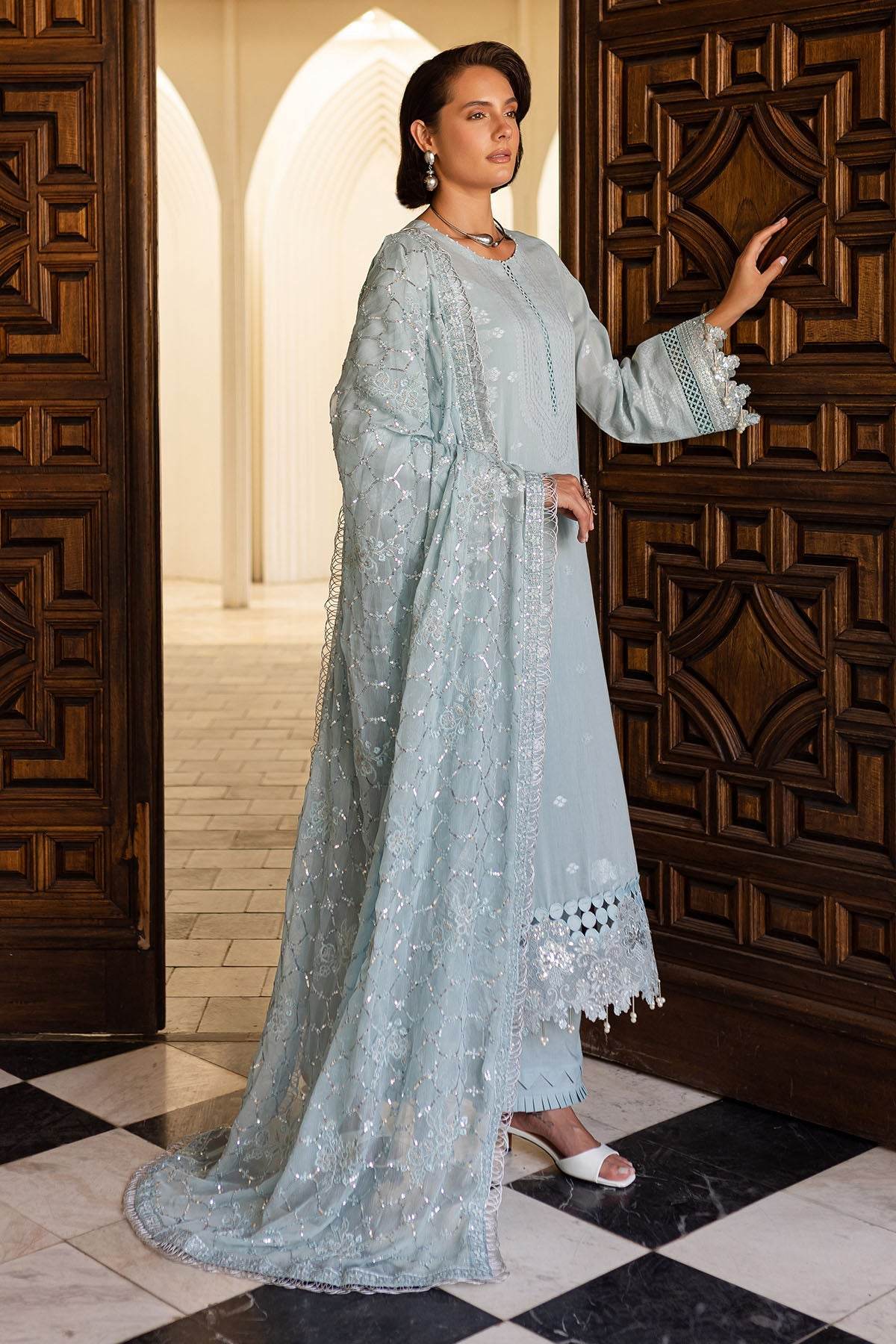 Nureh Exclusive Jacquard Unstitched Lawn 3pcs - Jotey