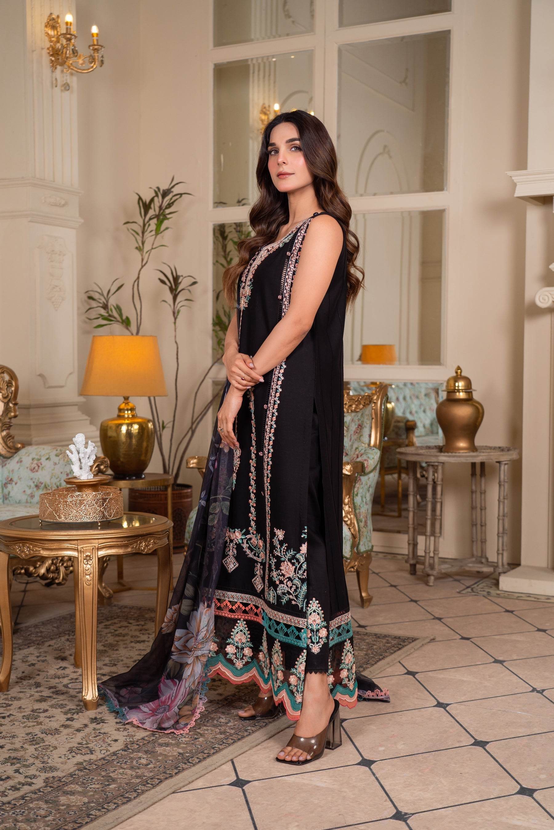 Atiya Irfan Preet Vol-02 Embroidered Unstitched Lawn 3pcs - Jotey
