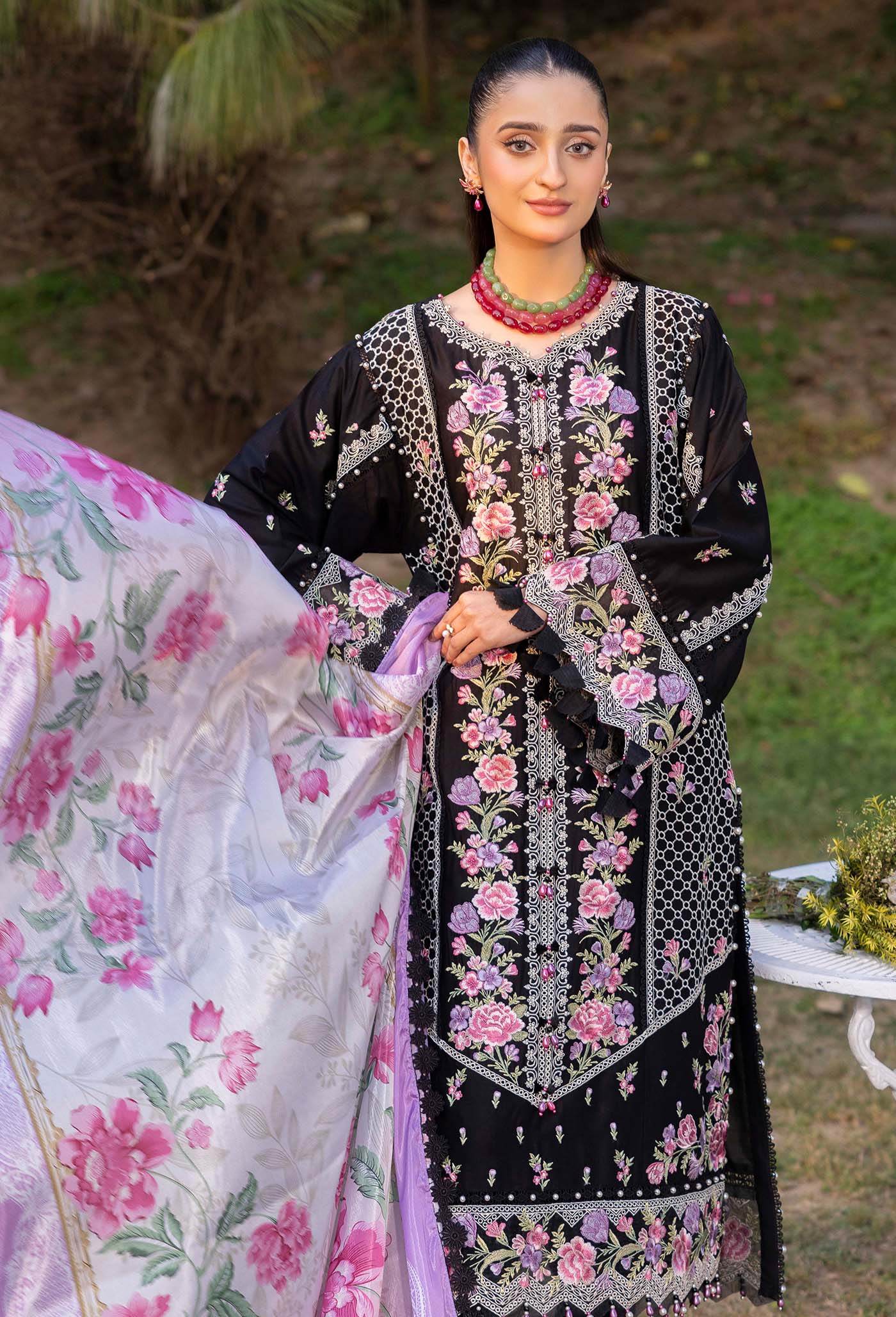 Adans Libas Gull Rukh Unstitched Lawn 3 Piece - Jotey
