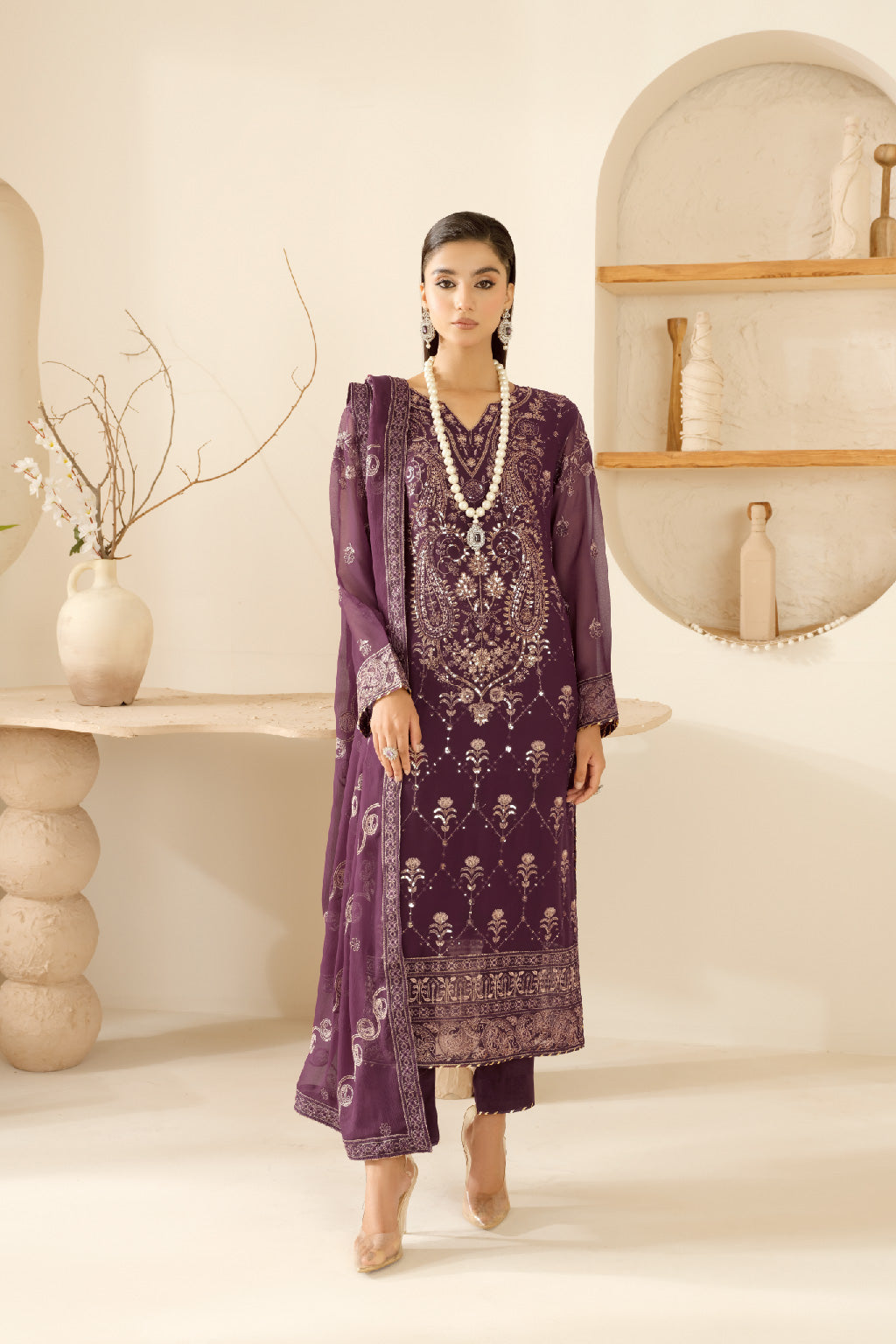 Sonehri By Ramsha Chiffon Unstitched 3pcs