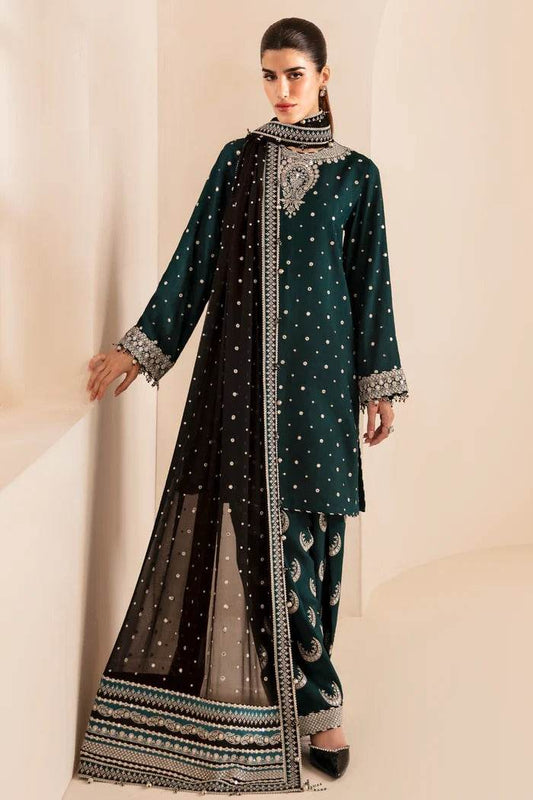 JAZMIN Premium Embroidered Raw Silk Unstitched 3pcs - Jotey