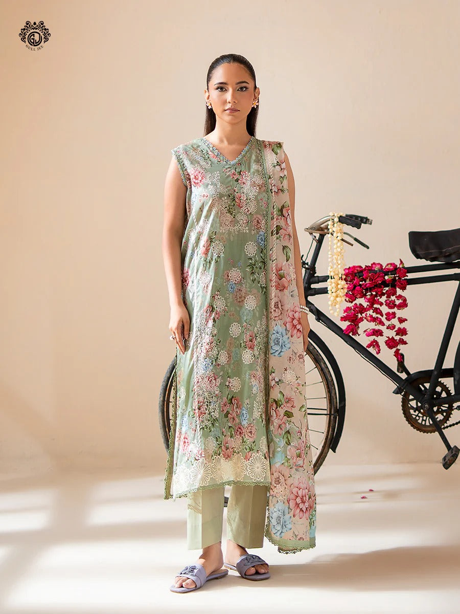 Mishaal By Gull Jee Embroidered Digital Printed Lawn Unstitched 3 Piece