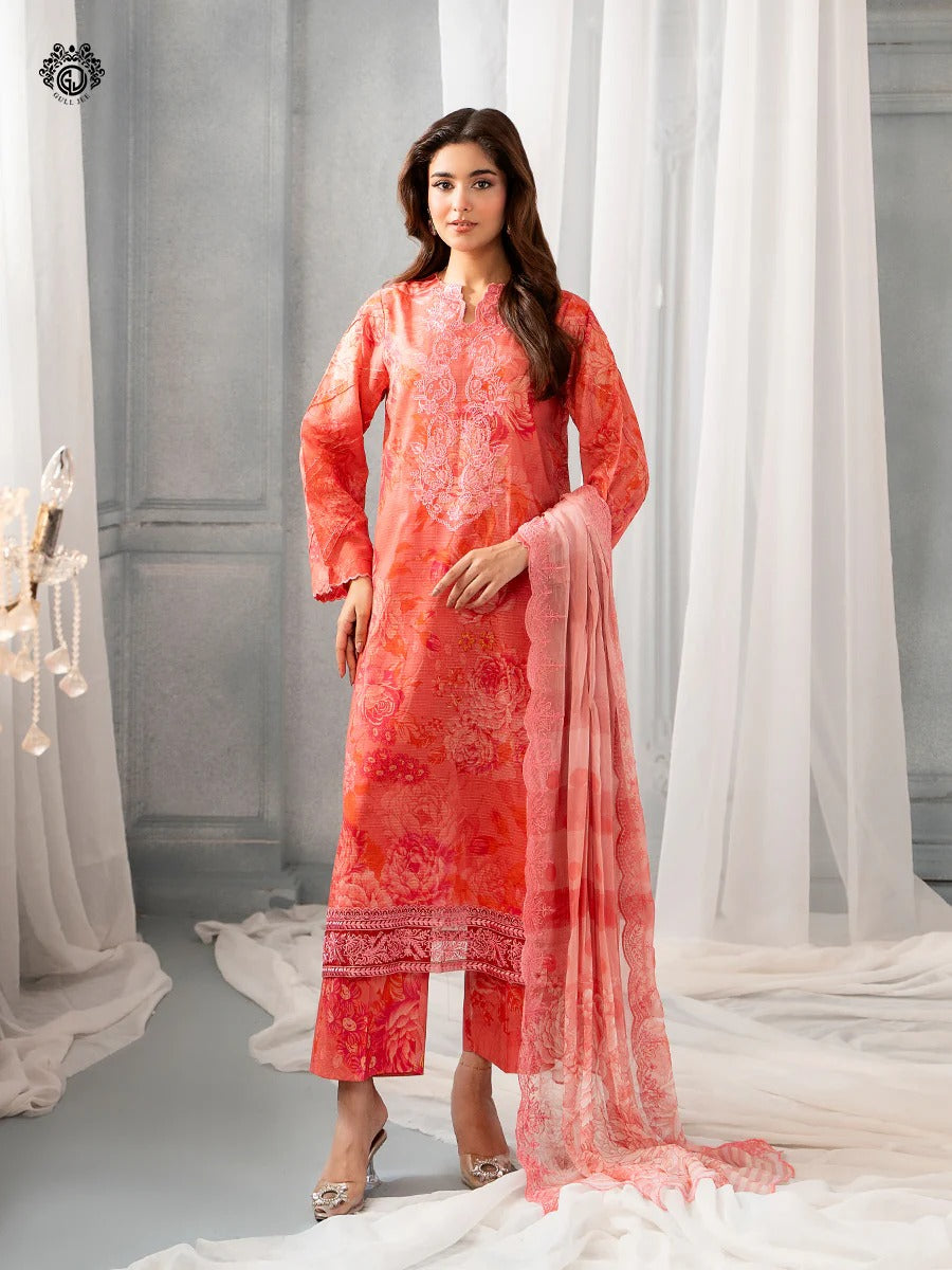 Morja By Gull Jee Embroidered Digital Printed Stripe Lawn Unstitched 3 Piece