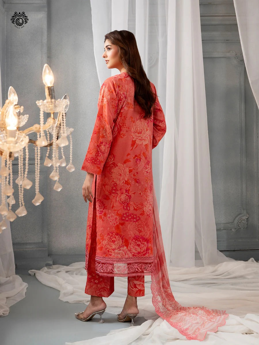 Morja By Gull Jee Embroidered Digital Printed Stripe Lawn Unstitched 3 Piece