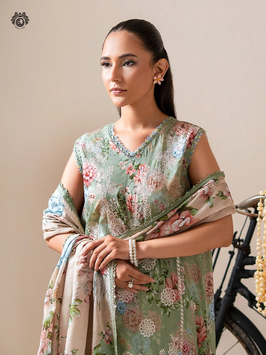 Mishaal By Gull Jee Embroidered Digital Printed Lawn Unstitched 3 Piece