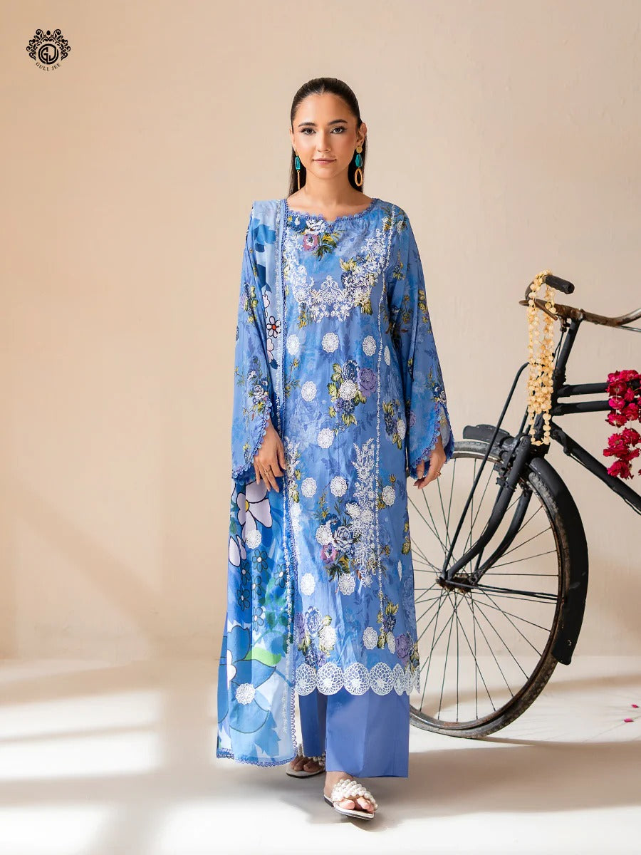 Mishaal By Gull Jee Embroidered Digital Printed Lawn Unstitched 3 Piece