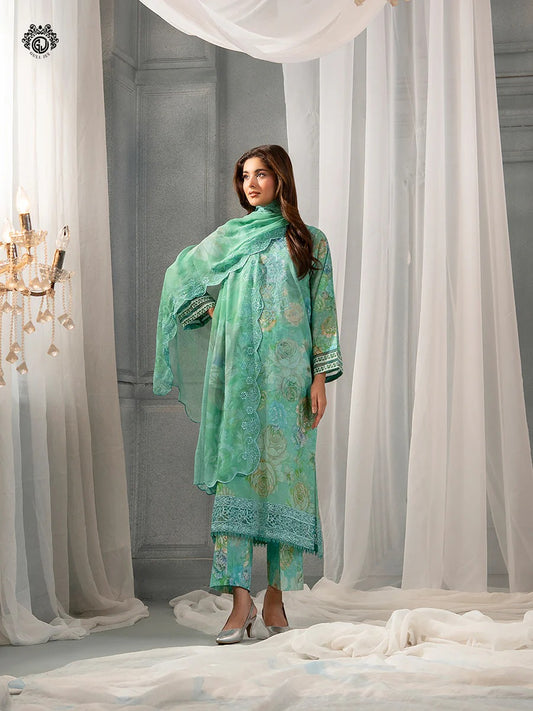 Morja By Gull Jee Embroidered Digital Printed Stripe Lawn Unstitched 3 Piece