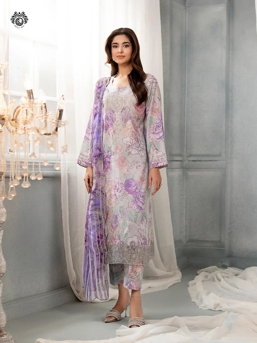 Morja By Gull Jee Embroidered Digital Printed Stripe Lawn Unstitched 3 Piece