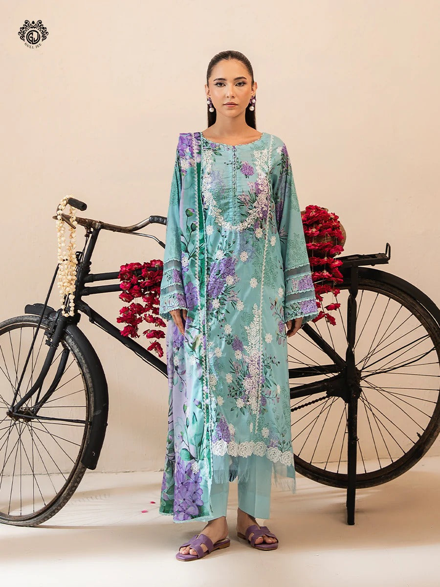 Mishaal By Gull Jee Embroidered Digital Printed Lawn Unstitched 3 Piece